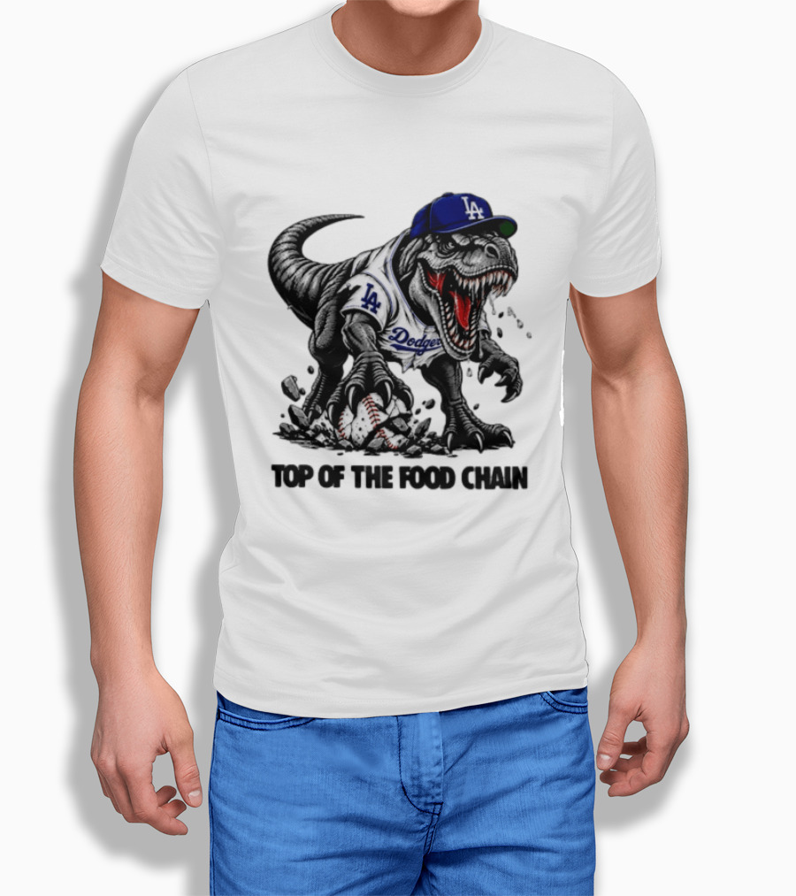 Tyrannosaurus Los Angeles Dodgers MLB Top Of The Food Chain Baseball Rex T-Shirt