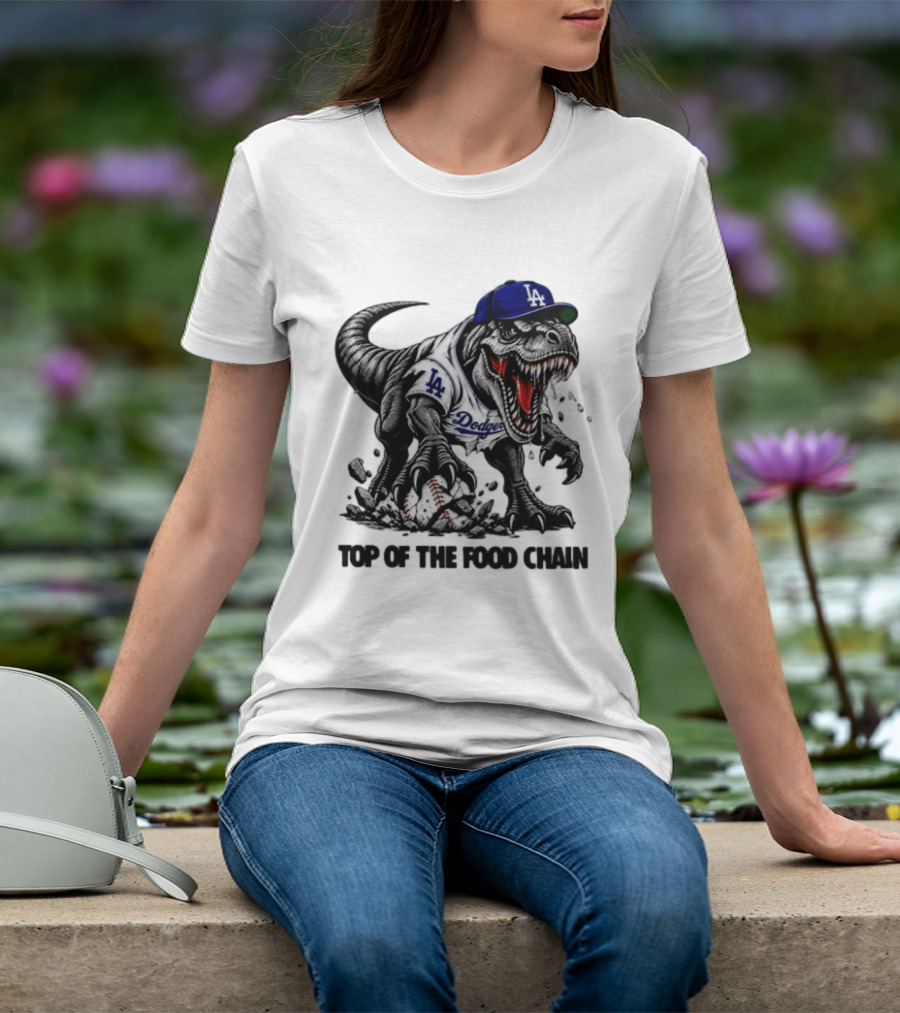 Tyrannosaurus Los Angeles Dodgers MLB Top Of The Food Chain Baseball Rex T-Shirt