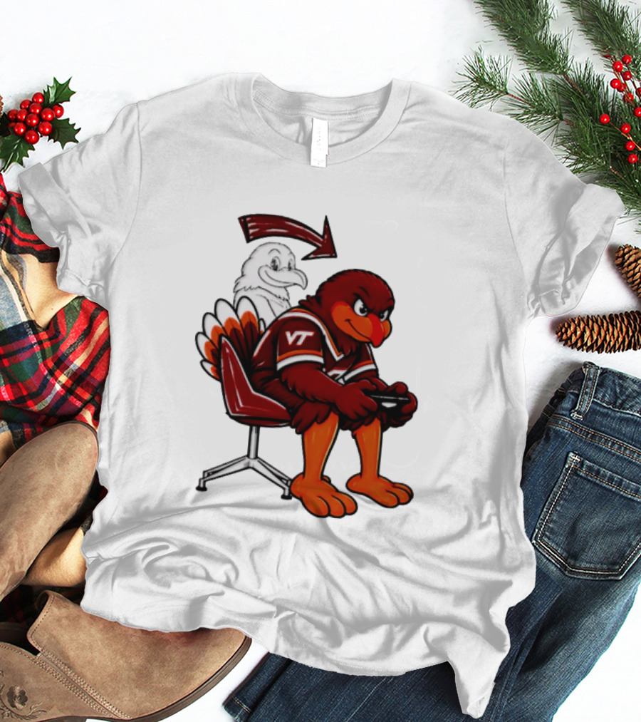 Virginia Tech Hokies Turkey Playing Video Game NCAAF Team Spirit T-Shirt