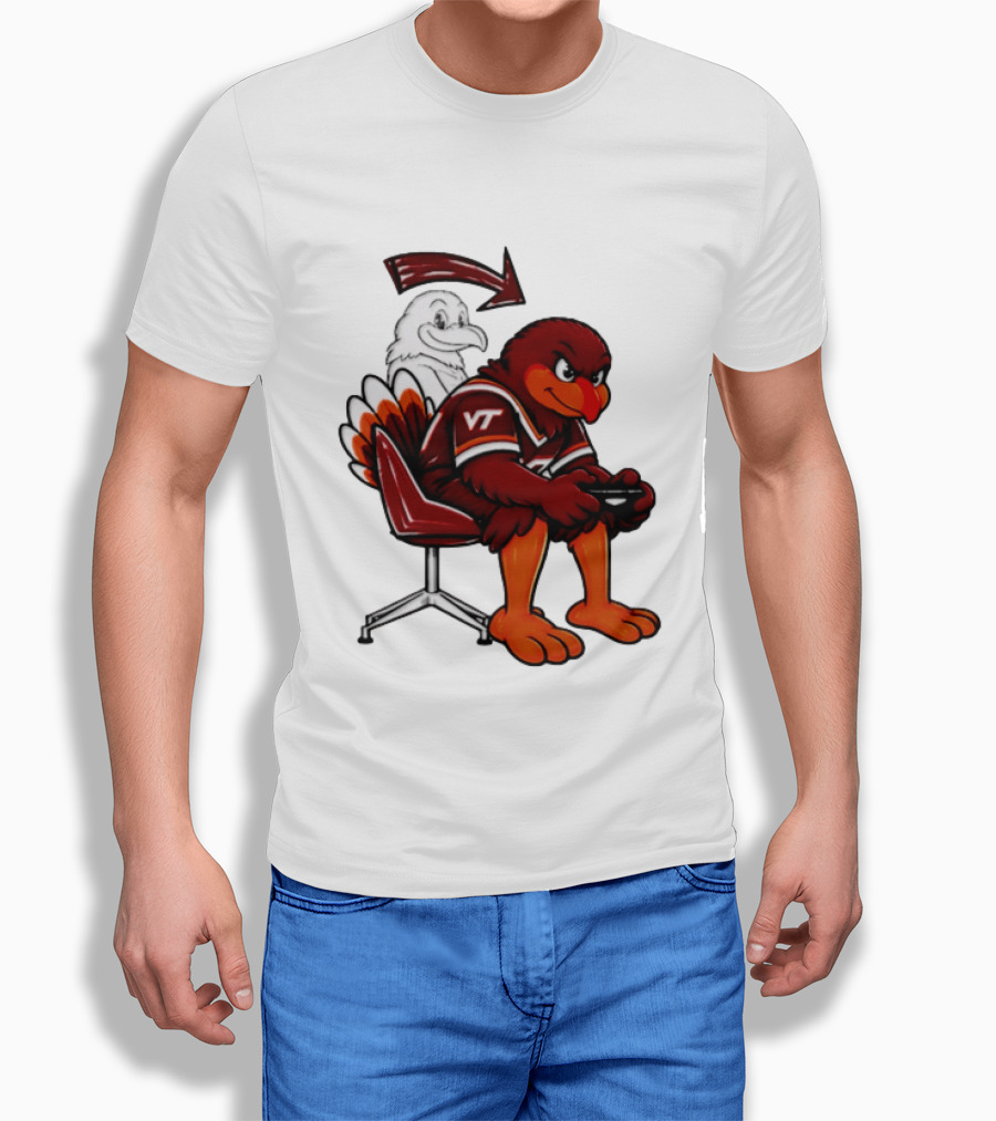 Virginia Tech Hokies Turkey Playing Video Game NCAAF Team Spirit T-Shirt