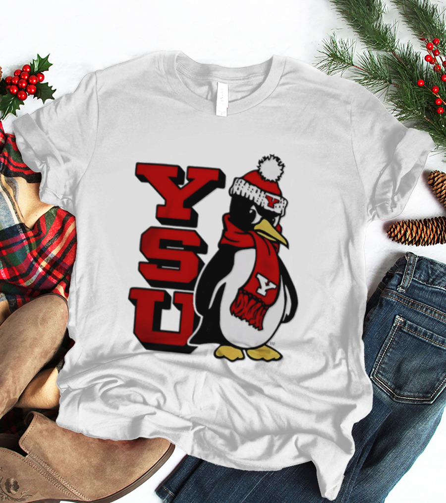 Youngstown State University YSU Penguin Winter Hat Scarf T-Shirt