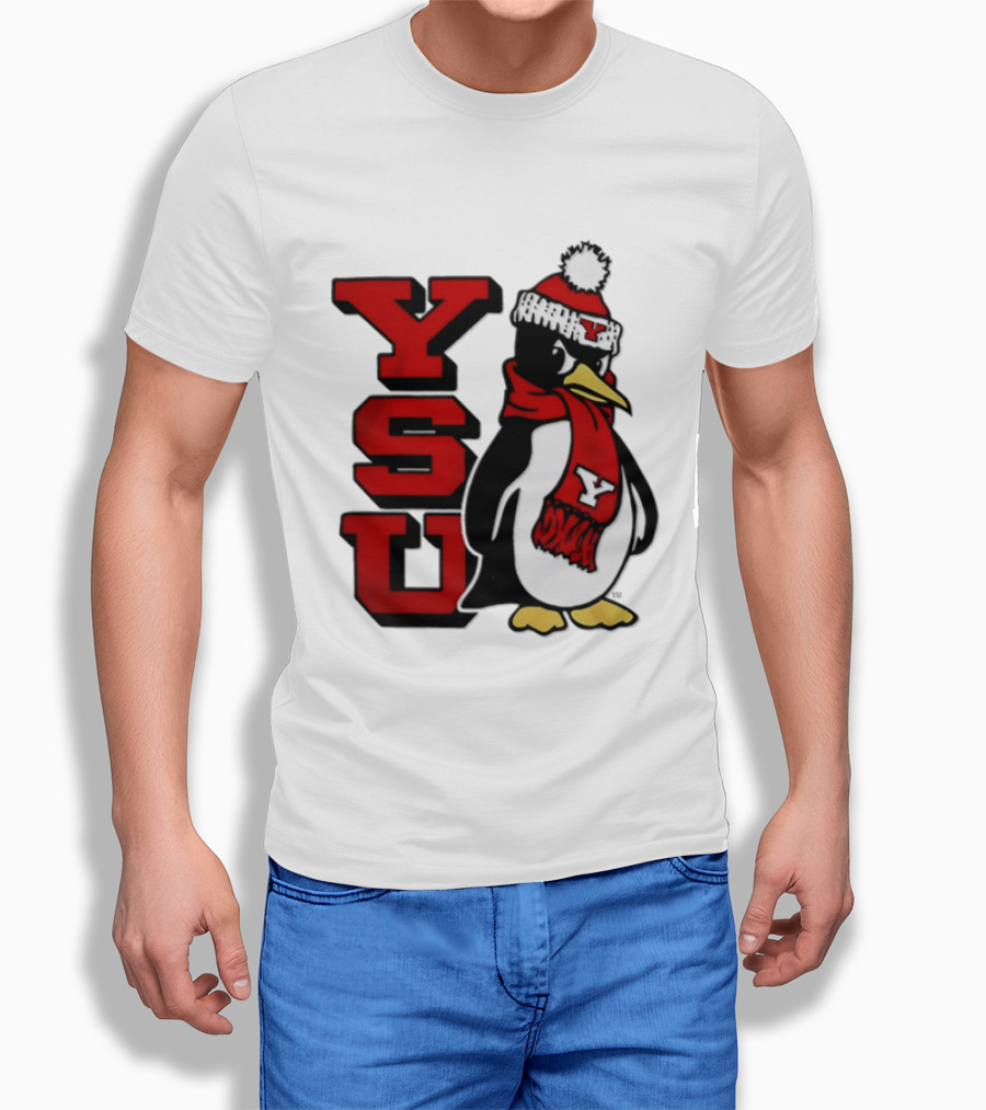 Youngstown State University YSU Penguin Winter Hat Scarf T-Shirt