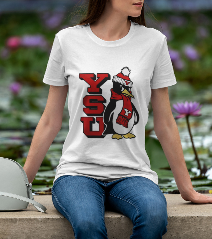 Youngstown State University YSU Penguin Winter Hat Scarf T-Shirt