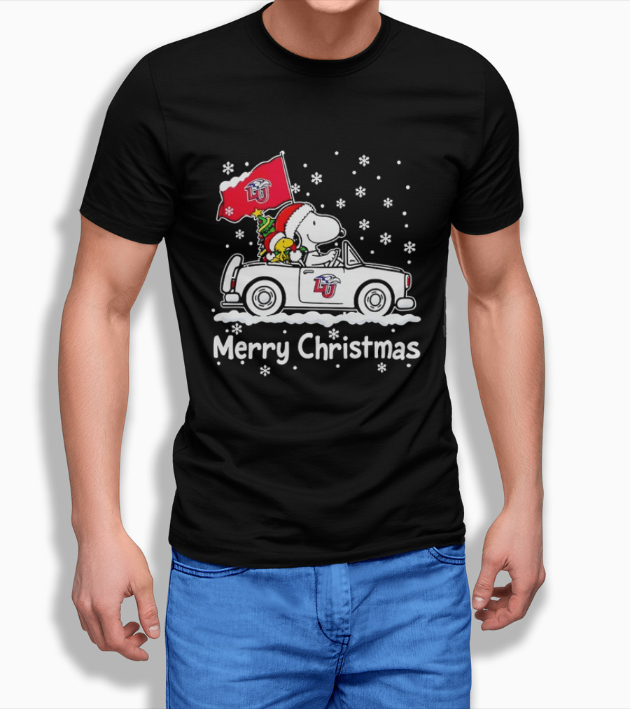 Liberty Flames Snoopy Woodstock Driving Car Merry Christmas Holiday T-Shirt