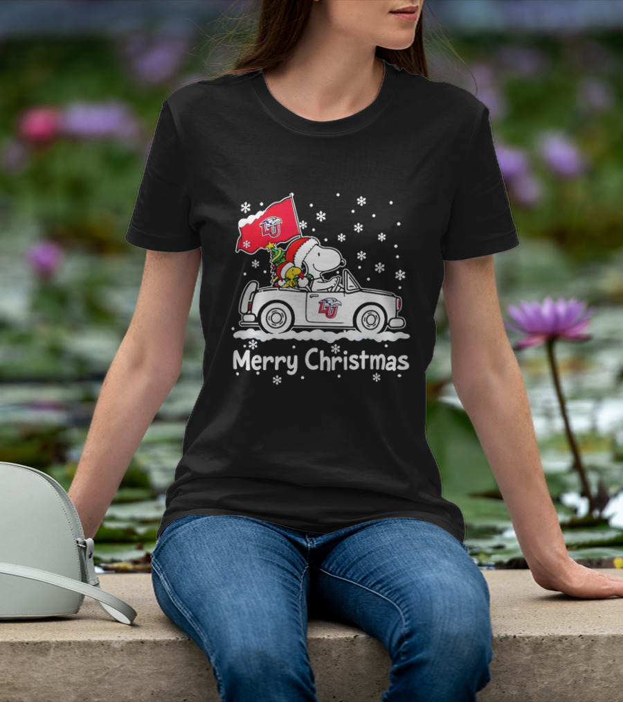 Liberty Flames Snoopy Woodstock Driving Car Merry Christmas Holiday T-Shirt