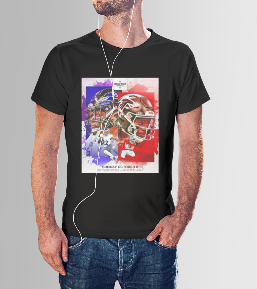 Sunday Night Football October 11 Baltimore Ravens Vs Atlanta Falcons NFL Matchup T-Shirt