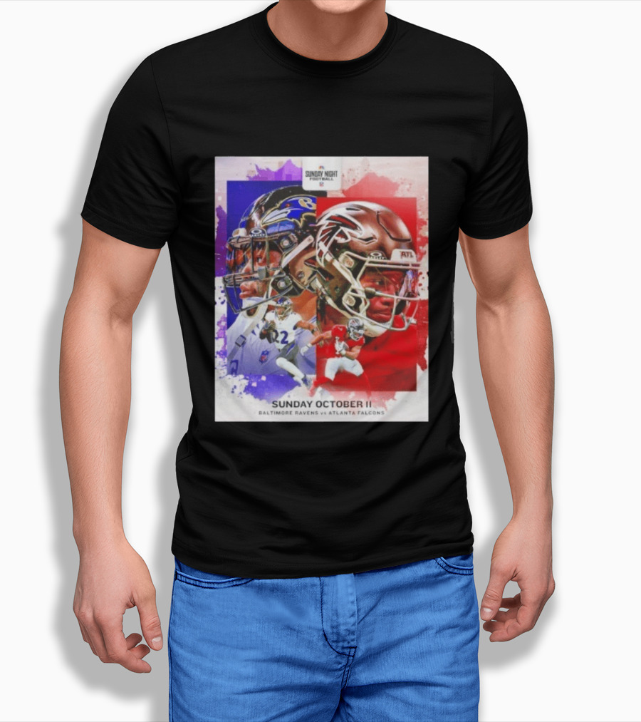 Sunday Night Football October 11 Baltimore Ravens Vs Atlanta Falcons NFL Matchup T-Shirt