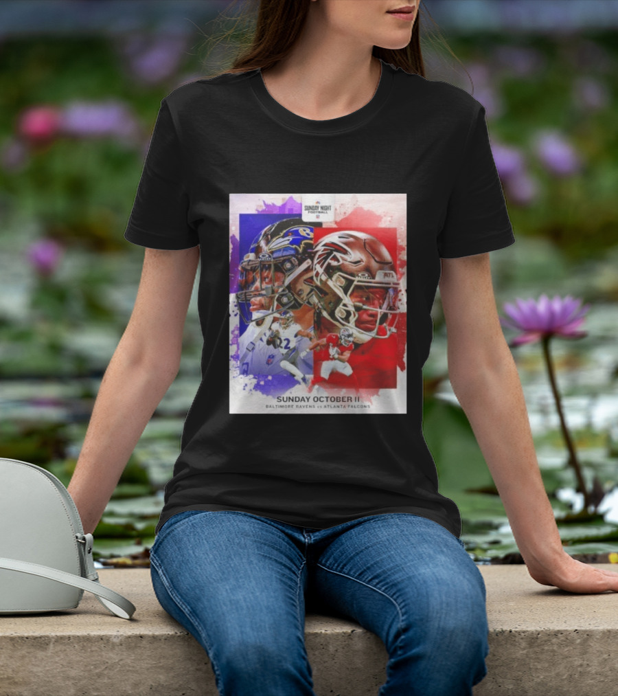 Sunday Night Football October 11 Baltimore Ravens Vs Atlanta Falcons NFL Matchup T-Shirt