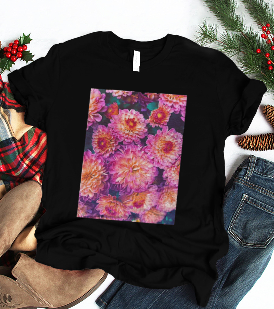 Many Pink And Orange Chrysanthemum Flowers In Full Bloom T-Shirt