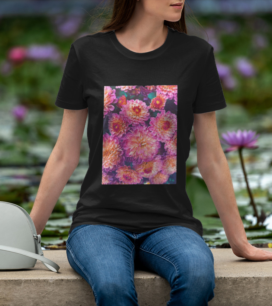 Many Pink And Orange Chrysanthemum Flowers In Full Bloom T-Shirt