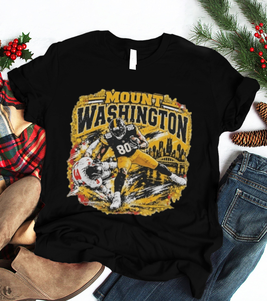 Mount Washington Pittsburgh Steelers 80 Football Distressed T-Shirt