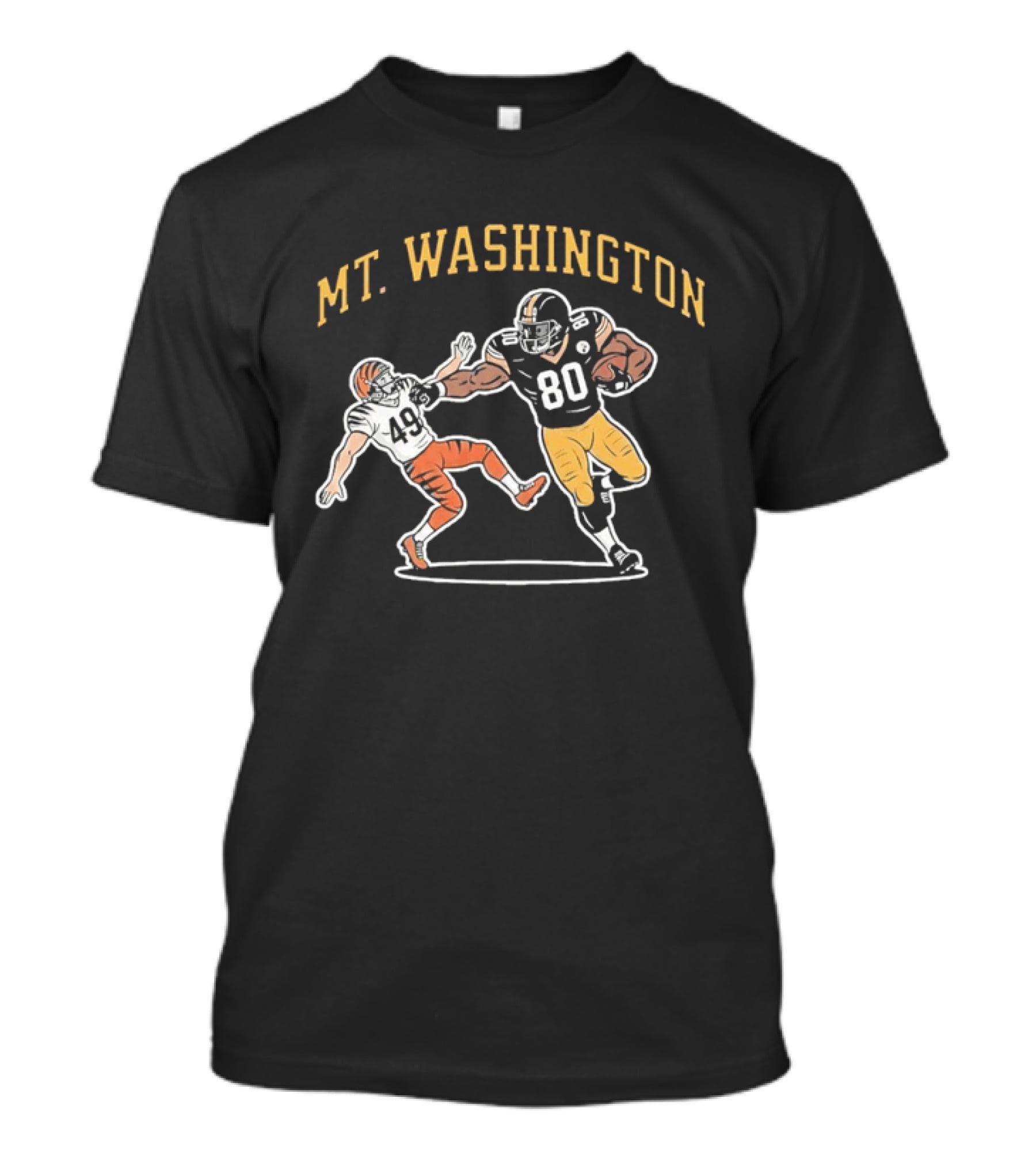Mt Washington Pittsburgh Steelers 80 Stiff Arm Football Action T-Shirt