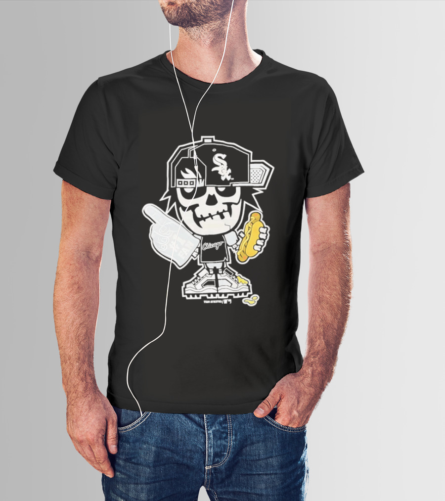 Chicago White Sox Skeleton No 1 Foam Finger Hot Dog Cap T-Shirt