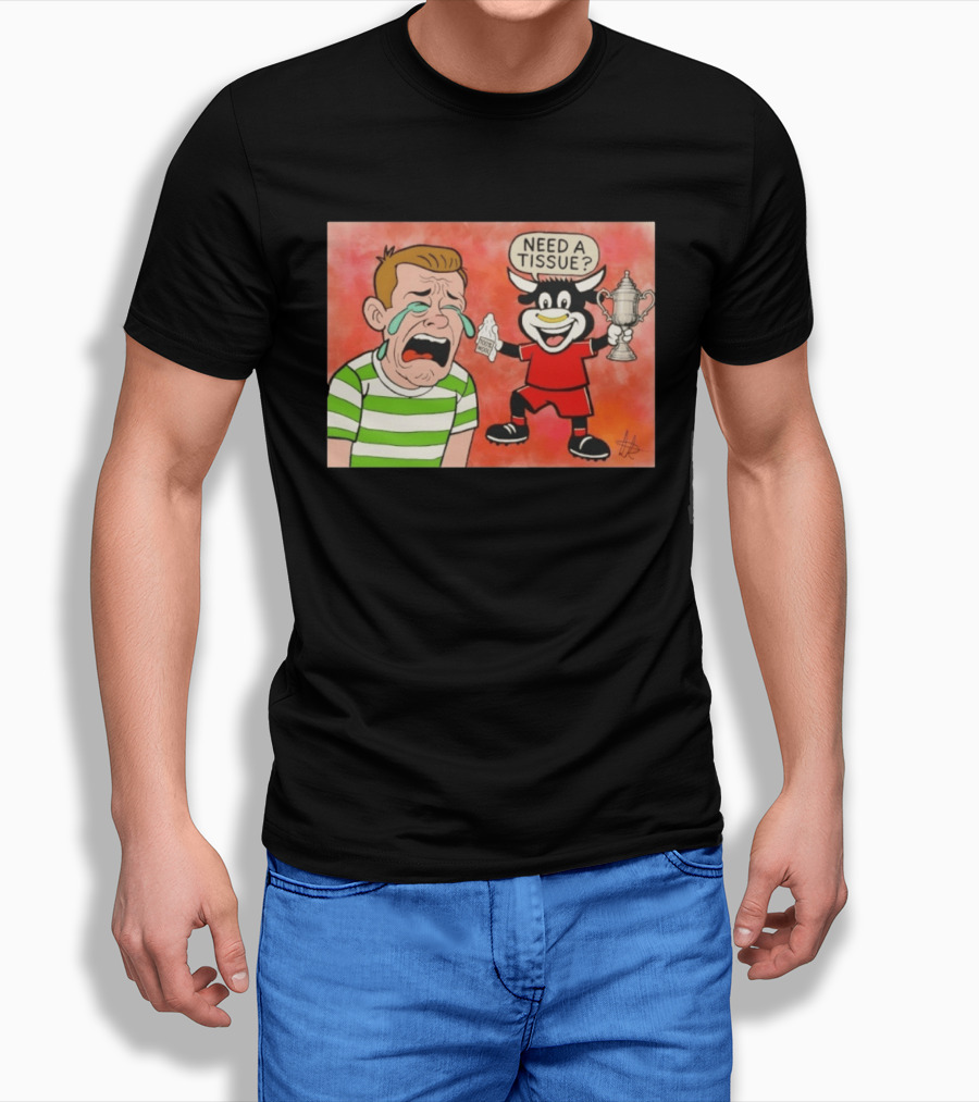 Need A Tissue Aberdeen FC Taunting Crying Celtic Cartoon Trophy T-Shirt