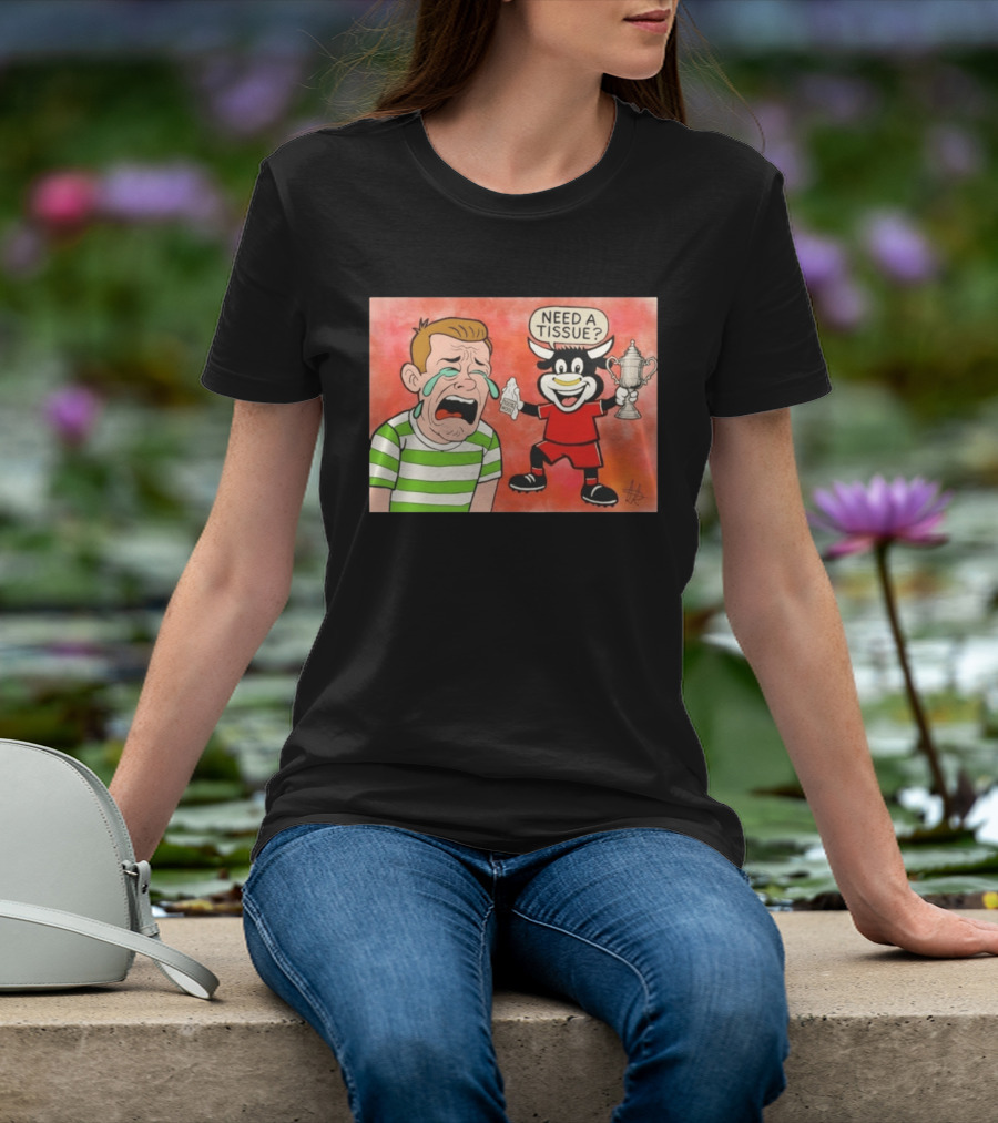 Need A Tissue Aberdeen FC Taunting Crying Celtic Cartoon Trophy T-Shirt