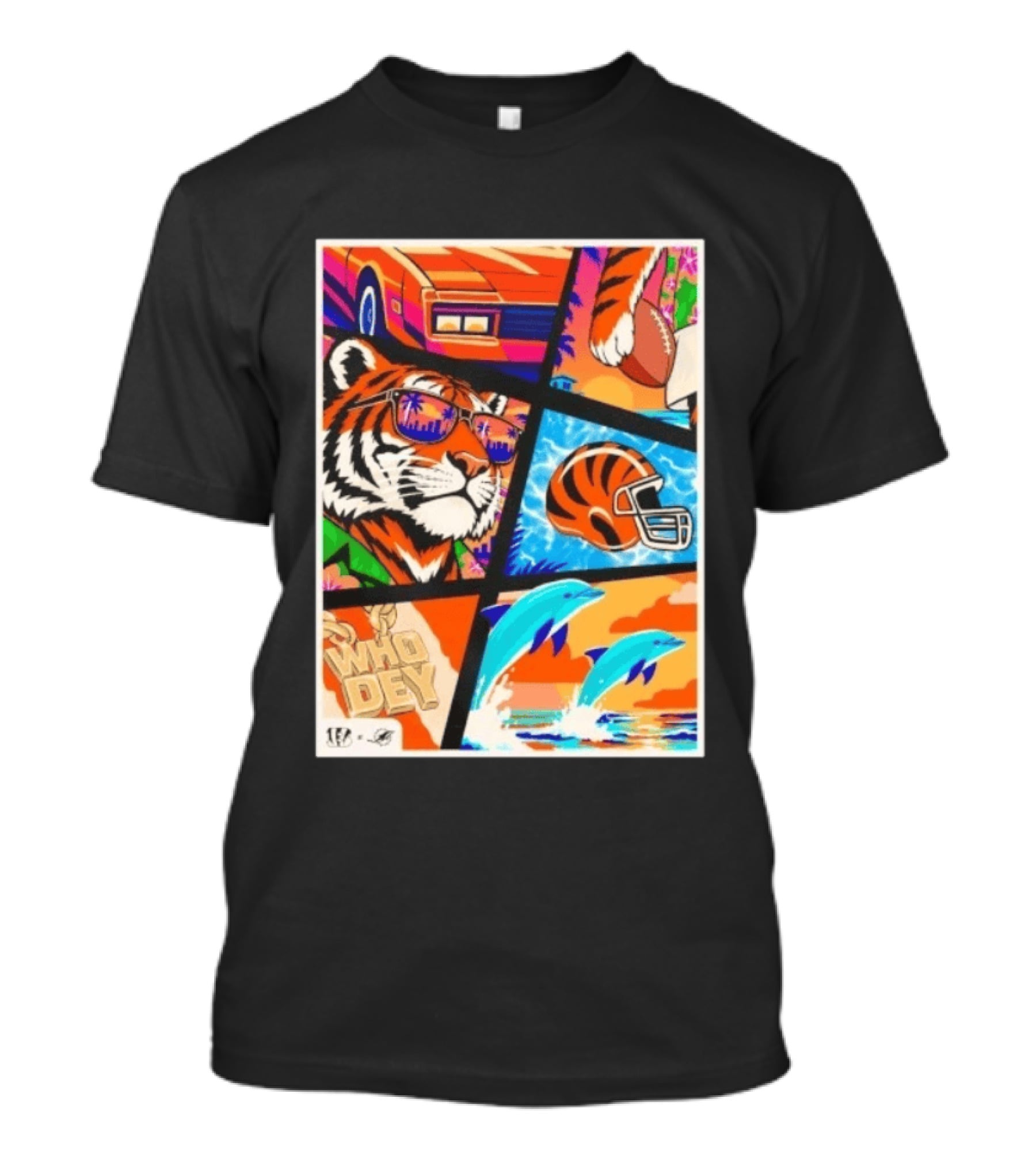 Cincinnati Bengals Tiger Dolphins Football Who Dey NFL Matchup T-Shirt