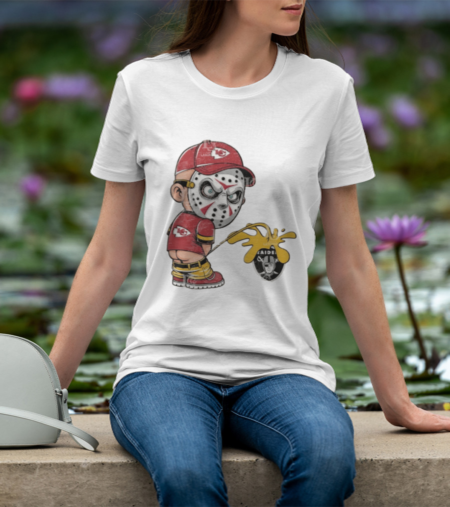 Kansas City Chiefs Jason Voorhees Pissing On Las Vegas Raiders T-Shirt