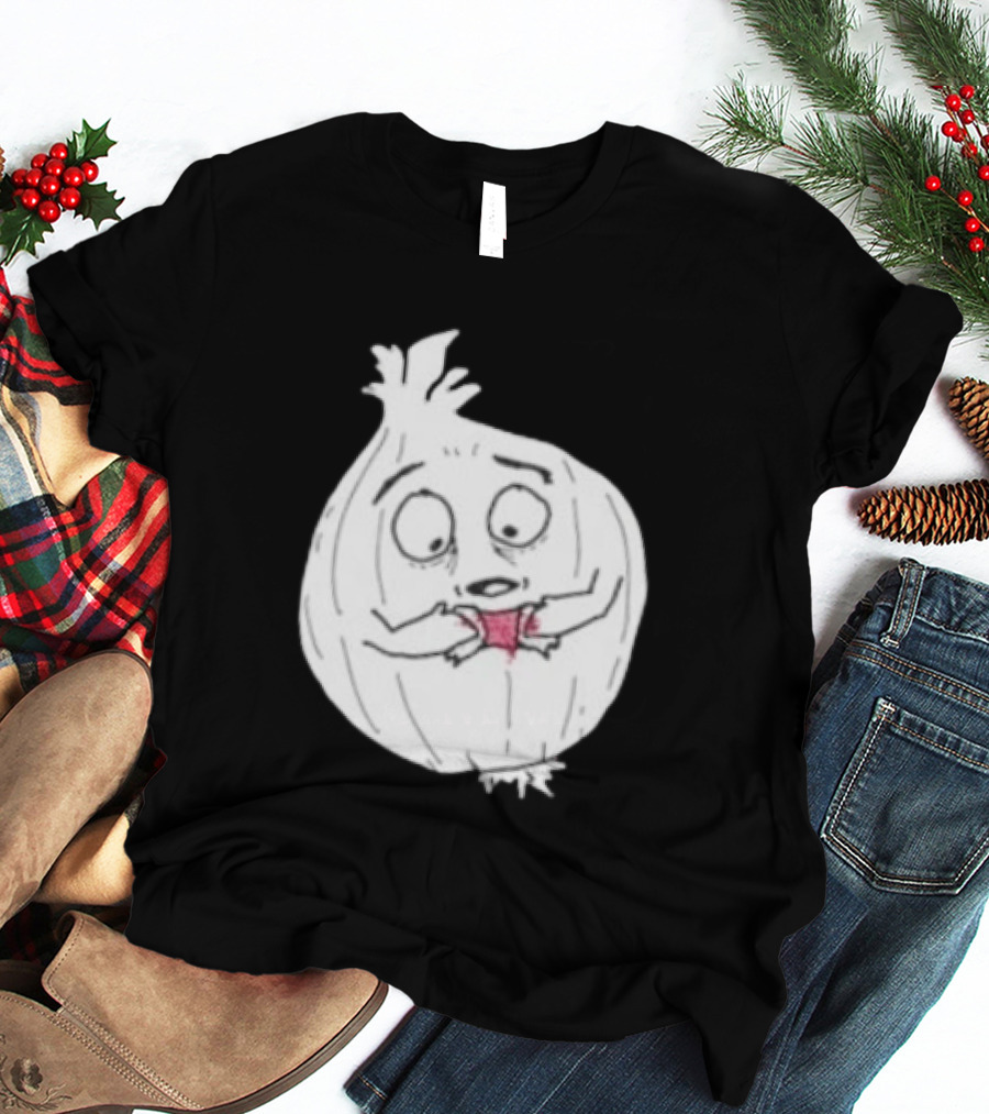 Crying Onion Cartoon Funny Vegetable Drawing T-Shirt