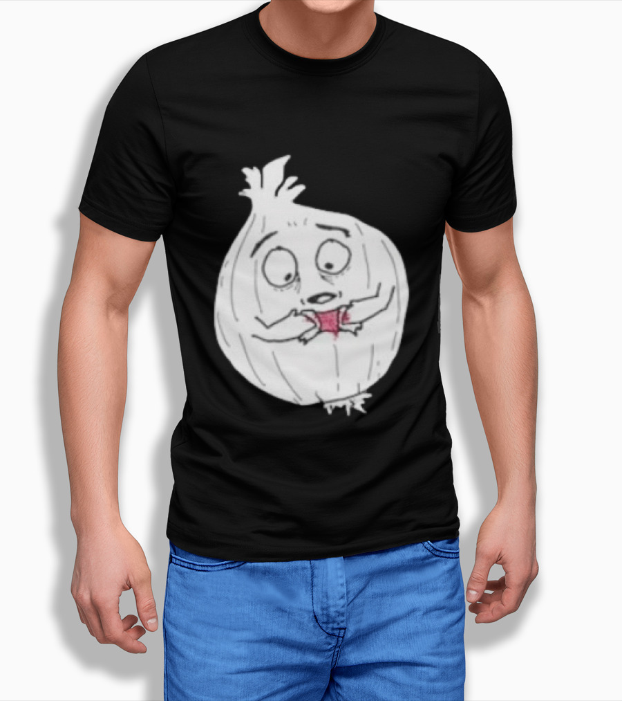 Crying Onion Cartoon Funny Vegetable Drawing T-Shirt