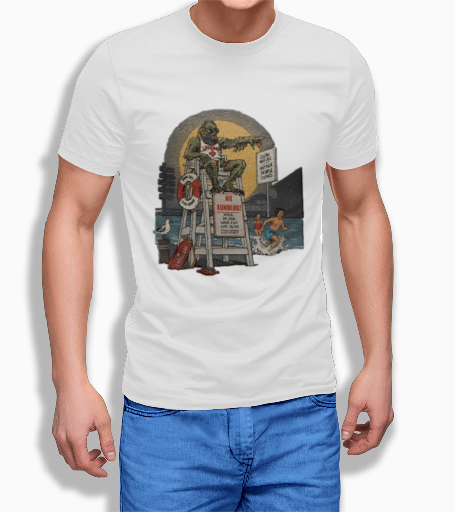 Lifeguard Creature No Running Walk Splash Stay Alive Clean Waters Happy People T-Shirt