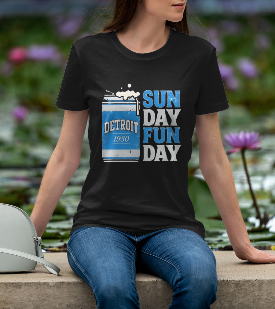 Detroit 1930 Beer Can Sun Day Fun Day Distressed T-Shirt