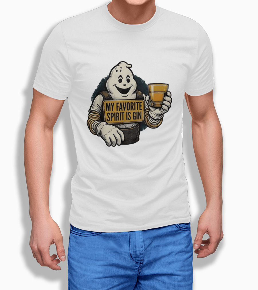 My Favorite Spirit Is Gin Ghost Character With Drink T-Shirt