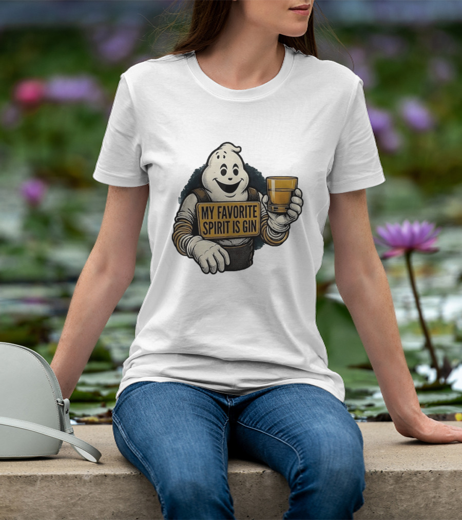 My Favorite Spirit Is Gin Ghost Character With Drink T-Shirt
