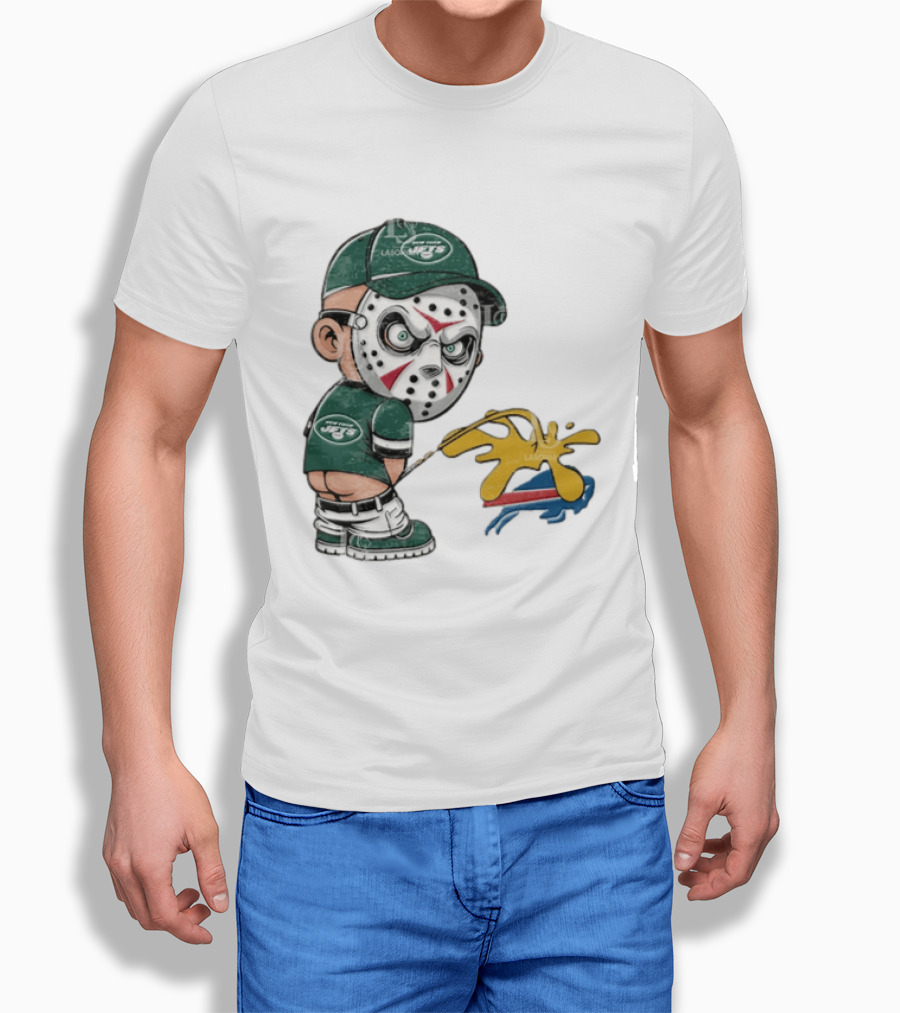 New York Jets Jason Voorhees Pissing On Buffalo Bills T-Shirt