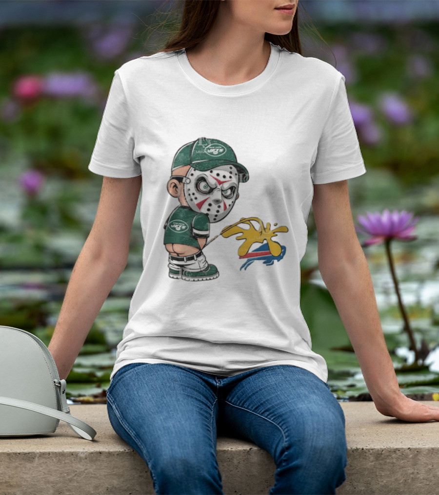New York Jets Jason Voorhees Pissing On Buffalo Bills T-Shirt