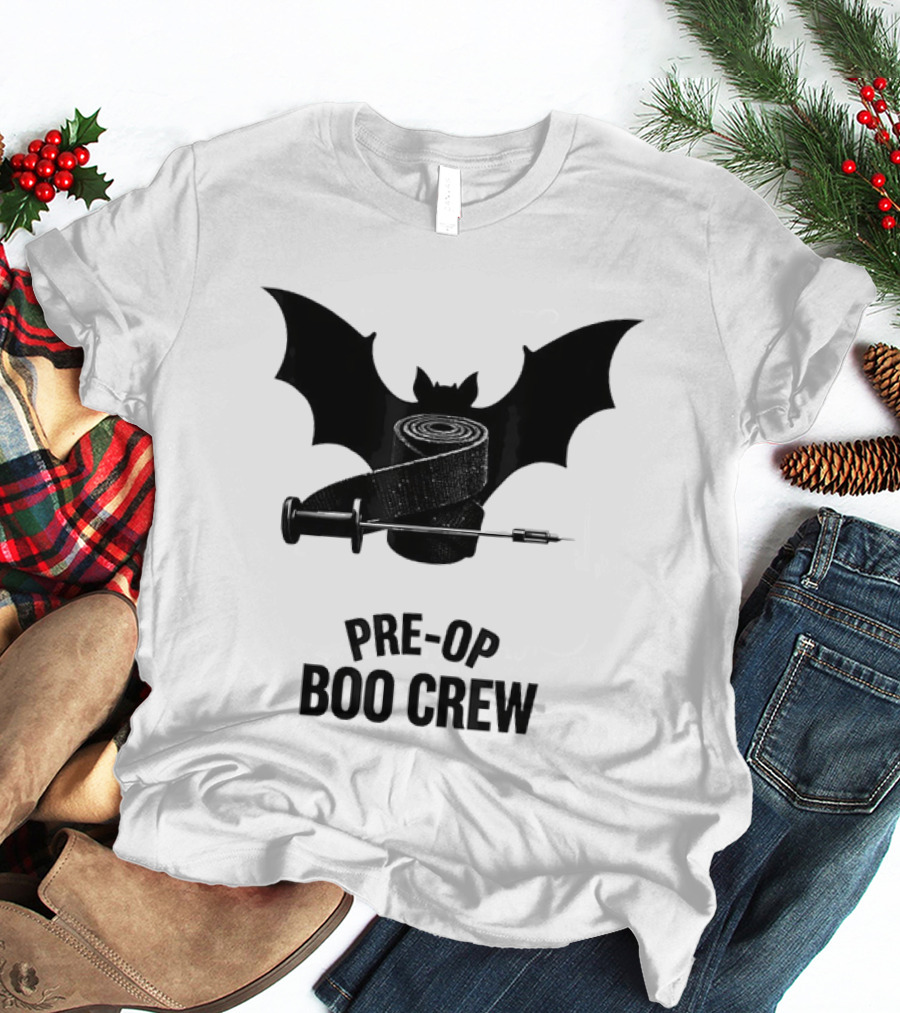 Halloween Pre Op Boo Crew Bat Syringe Nurse T-Shirt