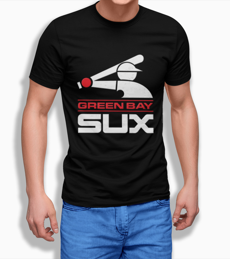 Green Bay Sux Chicago Political Baseball T-Shirt