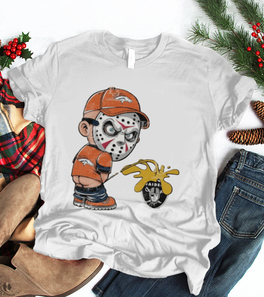 Denver Broncos Jason Voorhees Urinating On Las Vegas Raiders T-Shirt