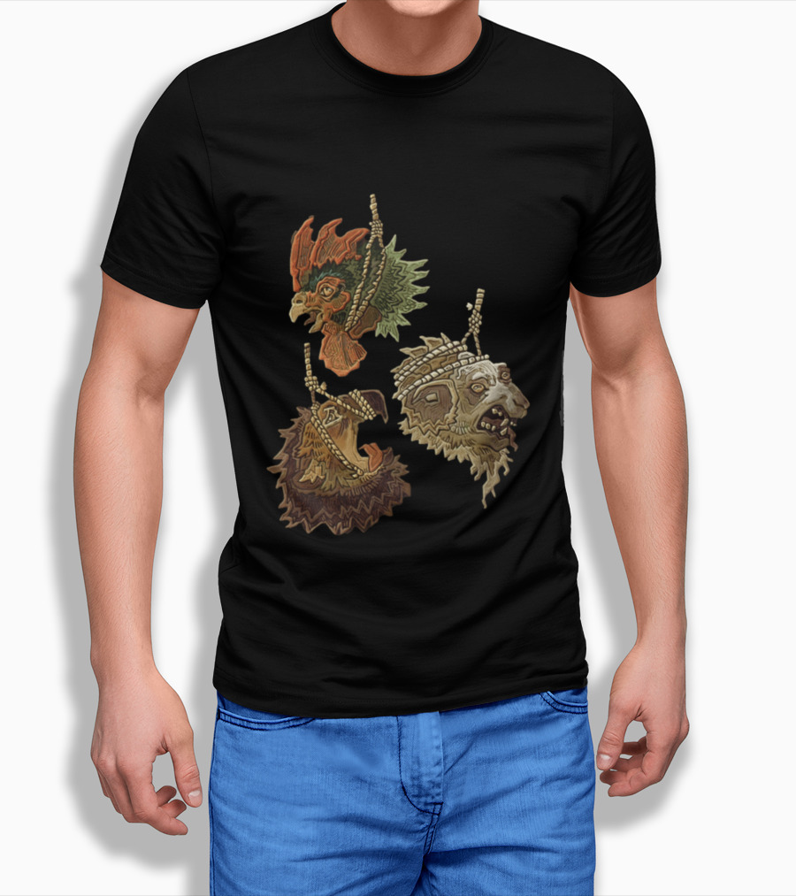 Three Severed Animal Heads With Nooses Vivid T-Shirt