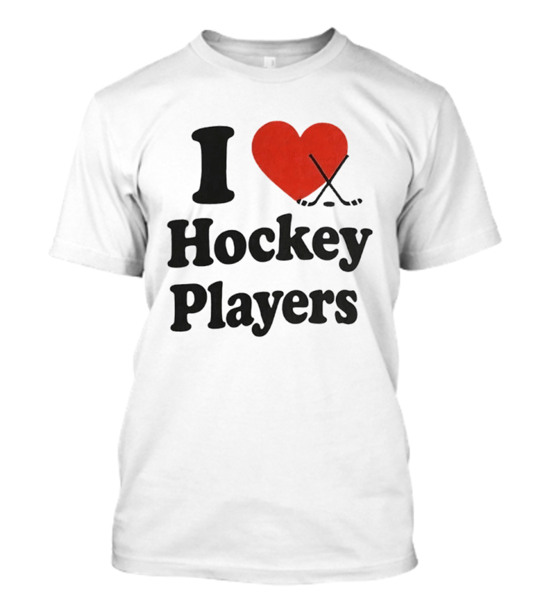 I Love Hockey Players Heart With Crossed Sticks T-Shirt