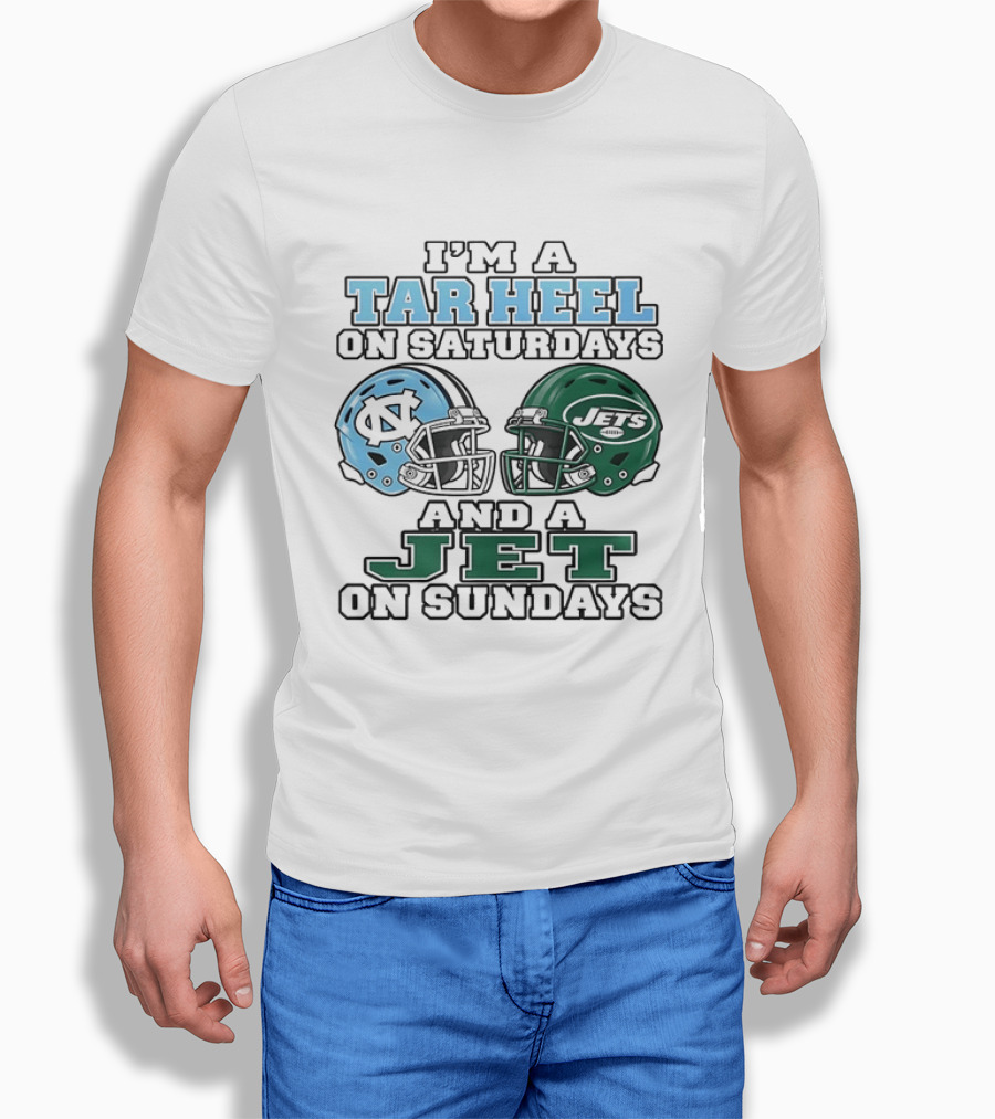 I'm A Tar Heel On Saturdays And A Jet On Sundays Football Helmets T-Shirt