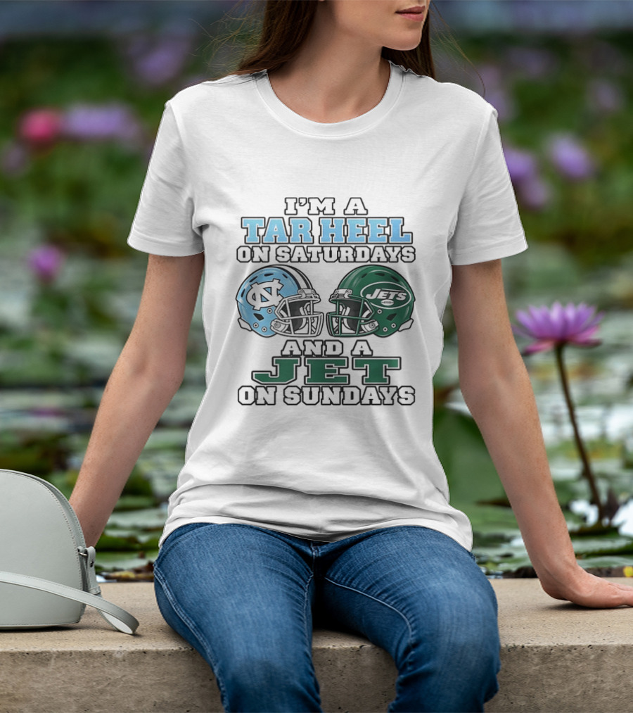 I'm A Tar Heel On Saturdays And A Jet On Sundays Football Helmets T-Shirt