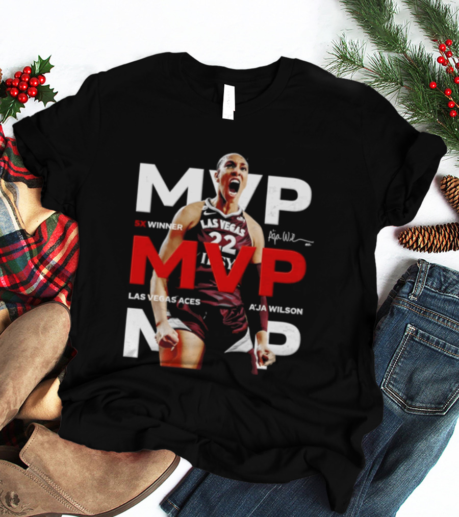 Las Vegas Aces A'ja Wilson 5X MVP Winner T-Shirt