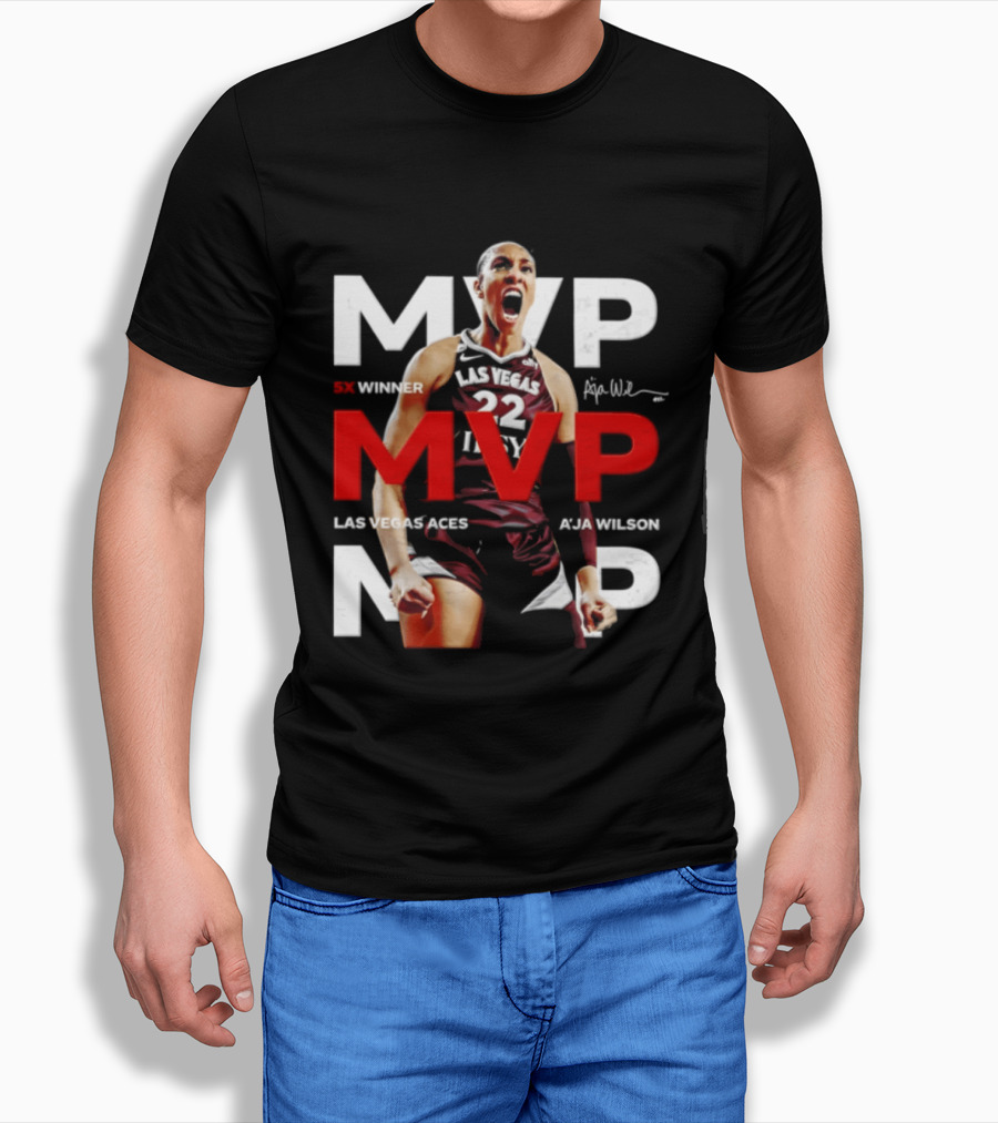 Las Vegas Aces A'ja Wilson 5X MVP Winner T-Shirt