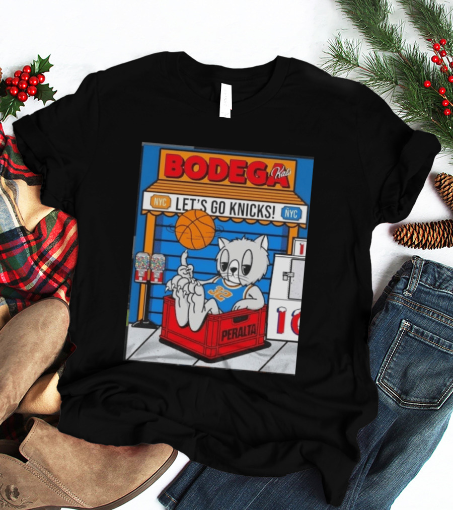 Bodega Kats NYC Let's Go Knicks No 32 Peralta Cat T-Shirt