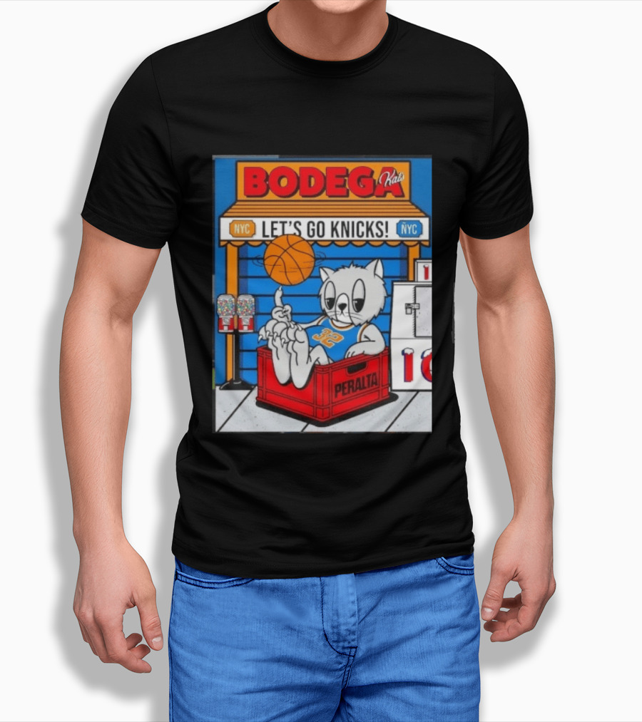 Bodega Kats NYC Let's Go Knicks No 32 Peralta Cat T-Shirt