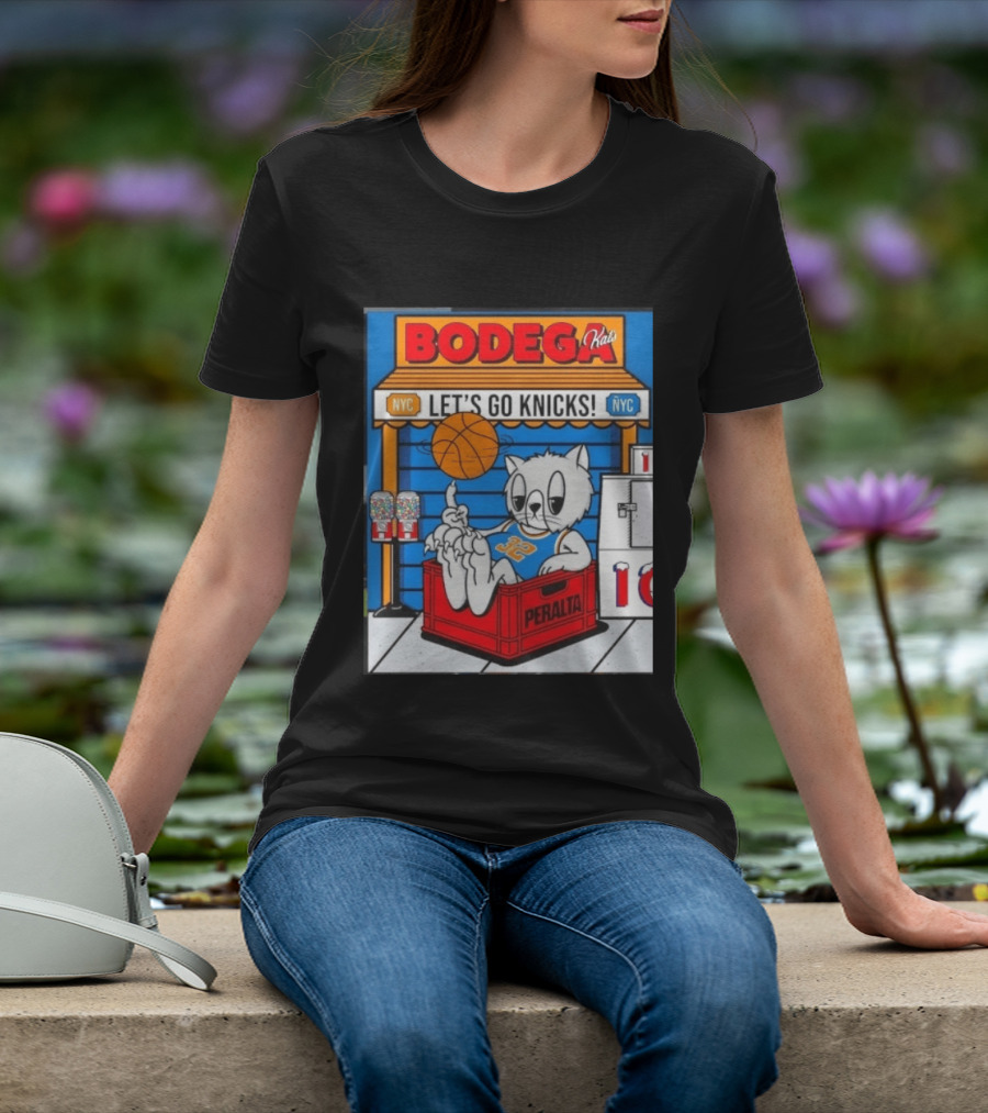 Bodega Kats NYC Let's Go Knicks No 32 Peralta Cat T-Shirt