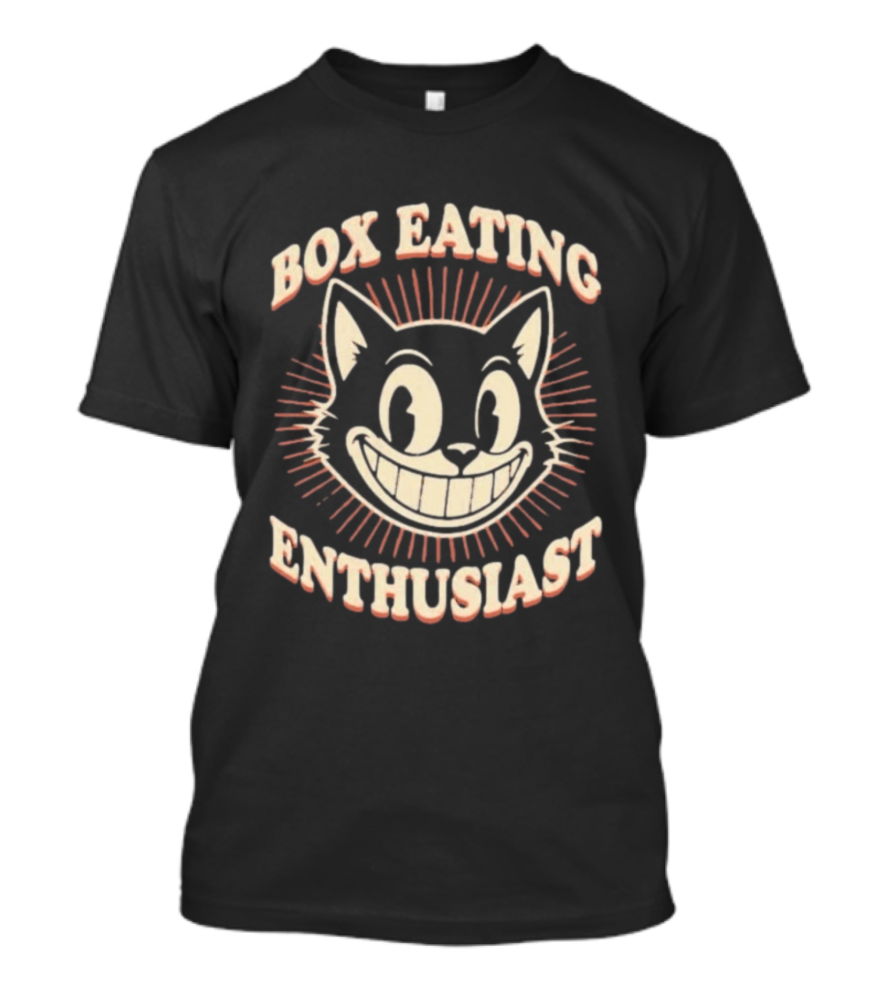Box Eating Enthusiast Smiling Cat Face T-Shirt