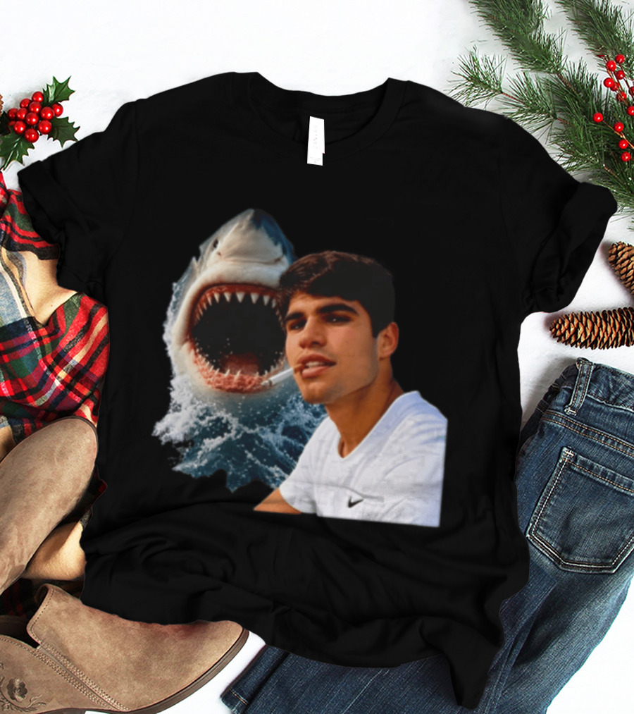 Carlos Alcaraz Smoking Shark Meme T-Shirt