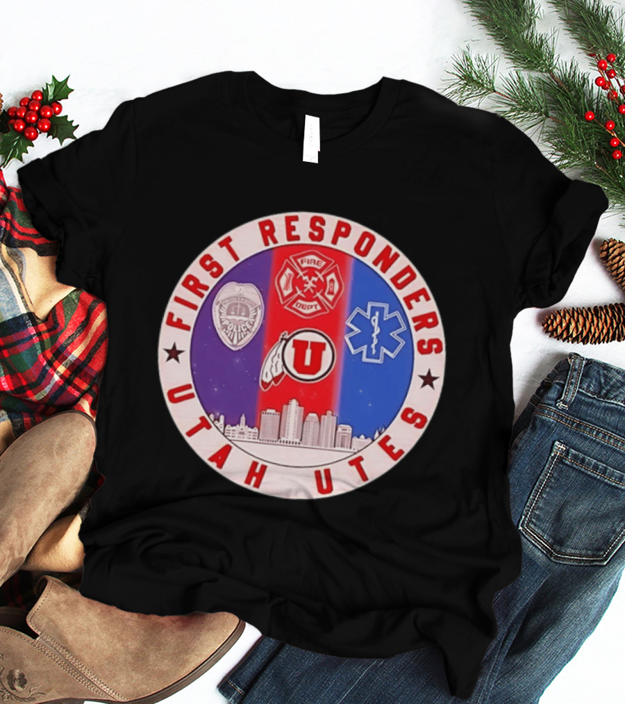 Utah Utes First Responders Police Fire EMT Skyline T-Shirt