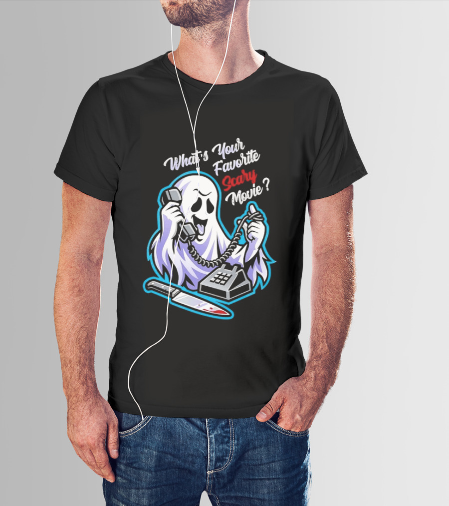 What's Your Favorite Scary Movie Ghost Scream Knife Phone T-Shirt