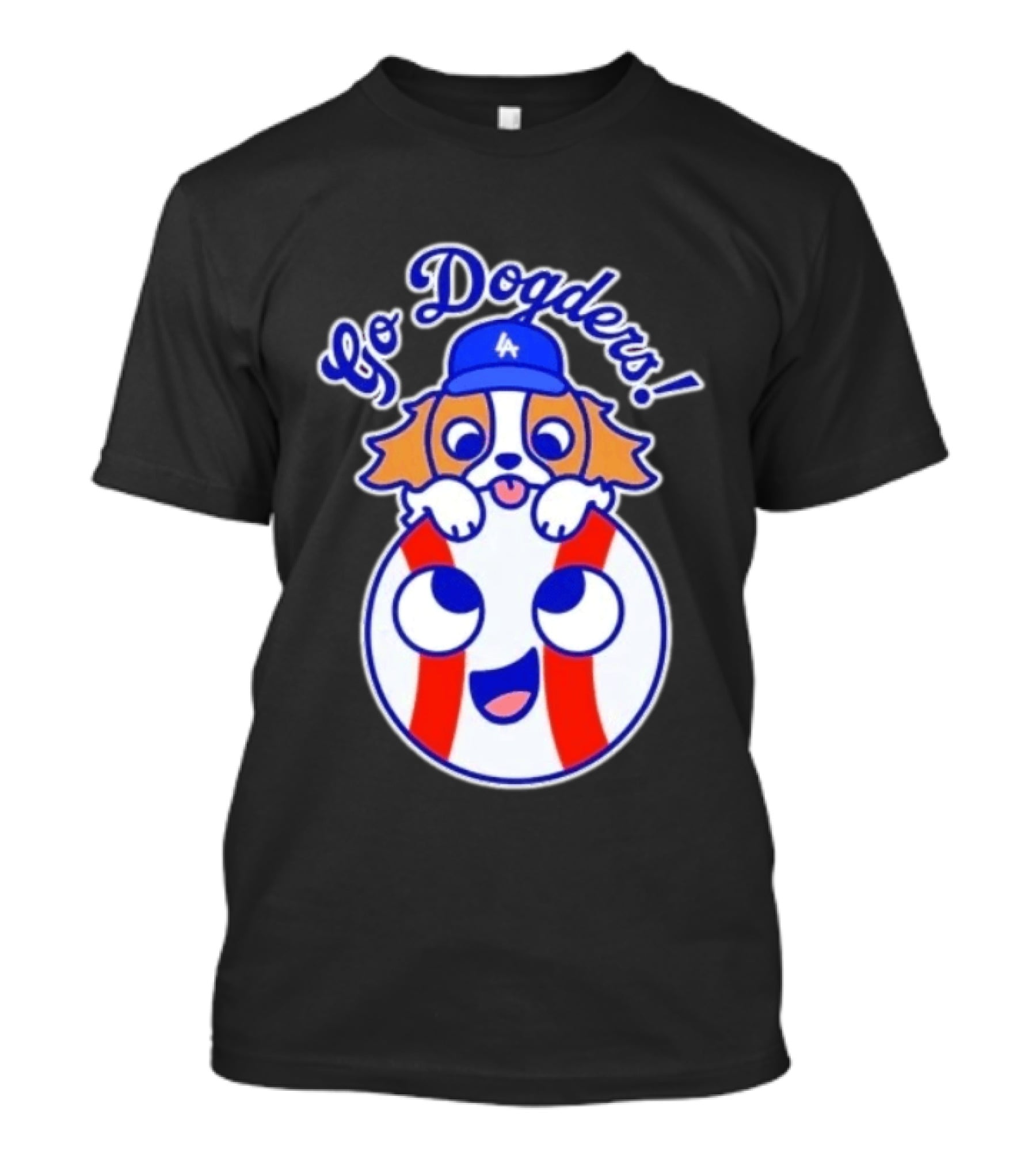 Go Dodgers LA Baseball Puppy Los Angeles Dodgers Enthusiast Cartoon T-Shirt