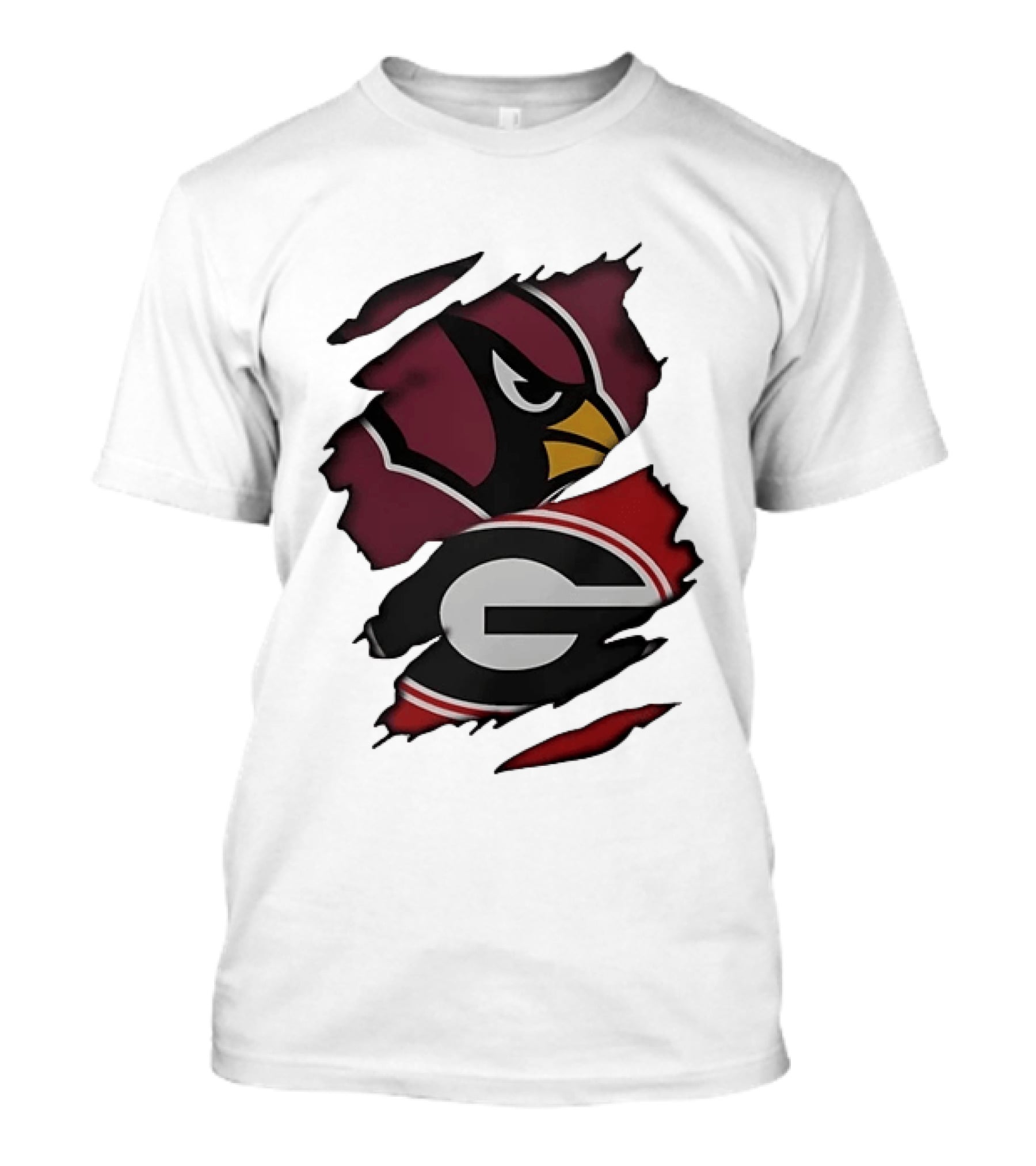 Arizona Cardinals Georgia Bulldogs Ripped Effect T-Shirt