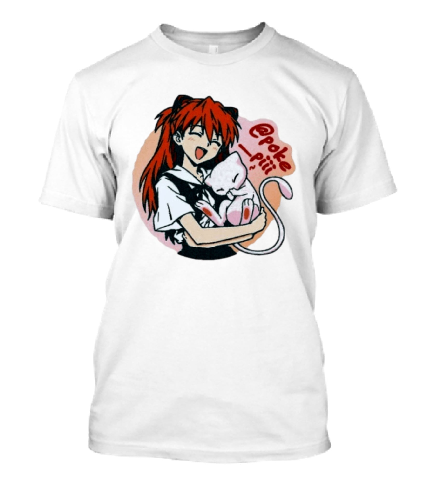 Asuka Langley Soryu With Mew Pokémon Evangelion Crossover @poke_piii T-Shirt