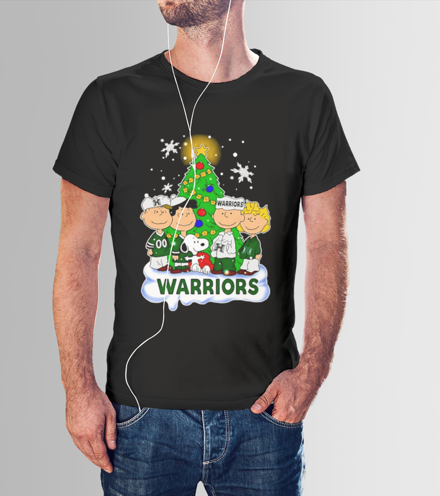 Peanuts Characters Hawaii Warriors Christmas Tree Snoopy Charlie Brown Holiday Snowflakes T-Shirt