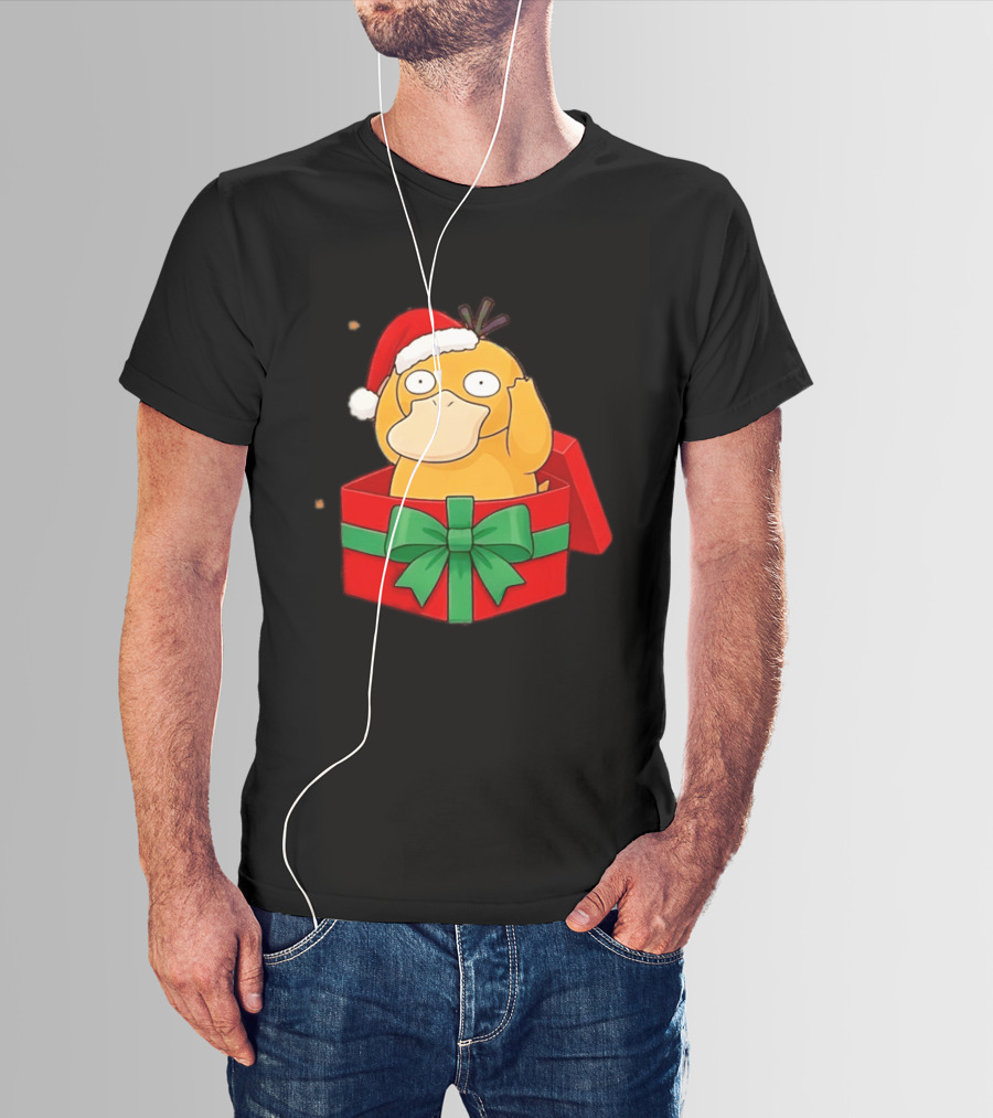 Psyduck Christmas Gift Box Wearing Santa Hat Pokemon T-Shirt